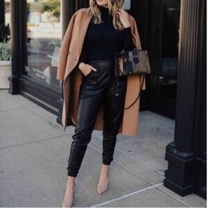 SPANX Black Leather Joggers